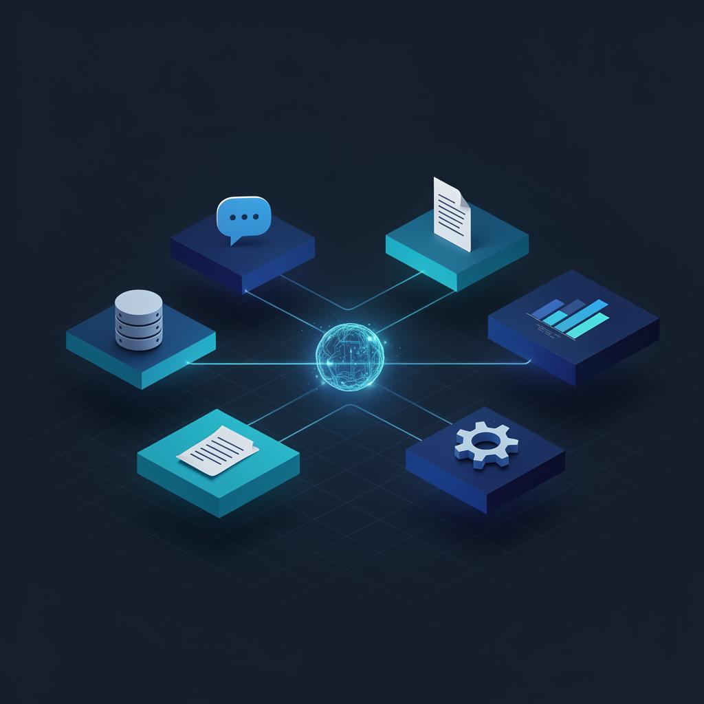 Illustratie van AI use cases voor het MKB met verschillende workflows